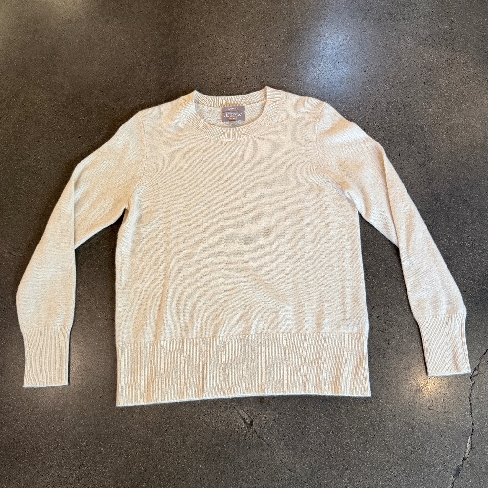 J. Crew Cashmere Relaxed Crewneck Sweater - Snow - Women's Small